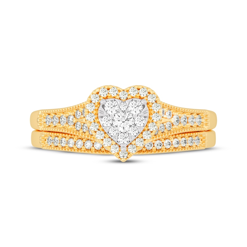 Main Image 3 of Now + Forever Round-Cut Diamond Heart-Shaped Bridal Set 3/8 ct tw 14K Yellow Gold