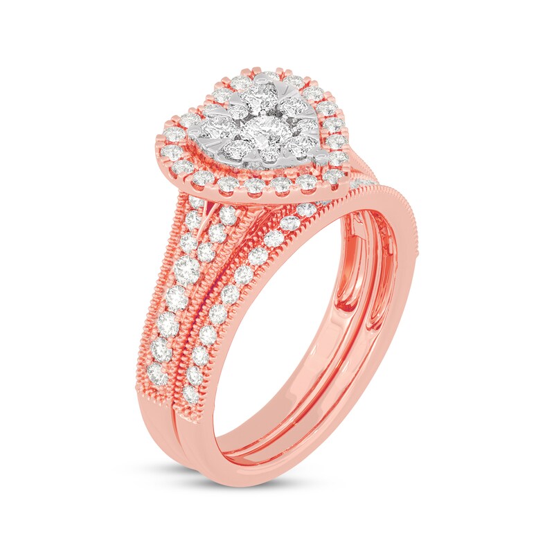 Main Image 2 of Now + Forever Round-Cut Diamond Heart-Shaped Bridal Set 1 ct tw 14K Rose Gold