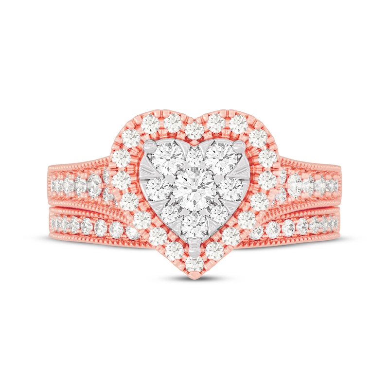 Main Image 3 of Now + Forever Round-Cut Diamond Heart-Shaped Bridal Set 1 ct tw 14K Rose Gold