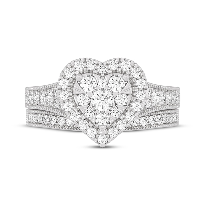 Main Image 3 of Now + Forever Round-Cut Diamond Heart-Shaped Bridal Set 1 ct tw 14K White Gold