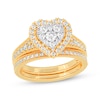 Thumbnail Image 1 of Now + Forever Round-Cut Diamond Heart-Shaped Bridal Set 1 ct tw 14K Yellow Gold