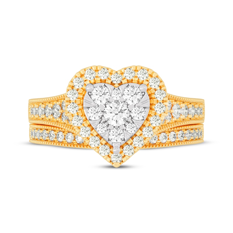 Main Image 3 of Now + Forever Round-Cut Diamond Heart-Shaped Bridal Set 1 ct tw 14K Yellow Gold