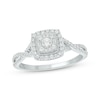 Thumbnail Image 1 of Now + Forever Baguette & Round-Cut Multi-Diamond Center Cushion-Frame Engagement Ring 1/2 ct tw 14K White Gold