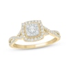 Thumbnail Image 1 of Now + Forever Baguette & Round-Cut Multi-Diamond Center Cushion-Frame Engagement Ring 1/2 ct tw 14K Yellow Gold