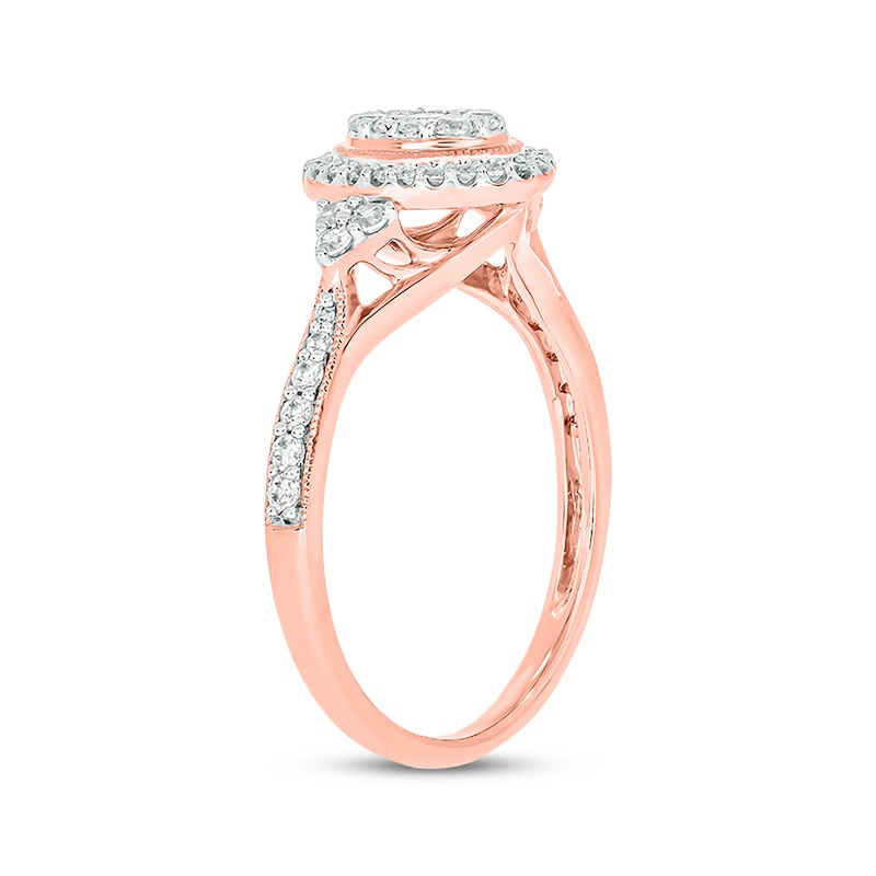 Main Image 2 of Now + Forever Round-Cut Multi-Diamond Center Oval-Shaped Engagement Ring 1/2 ct tw 14K Rose Gold
