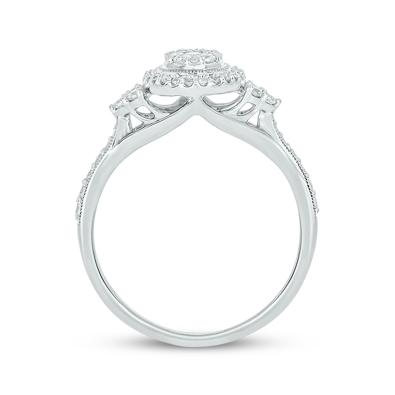 Main Image 3 of Now + Forever Round-Cut Multi-Diamond Center Oval-Shaped Engagement Ring 1/2 ct tw 14K White Gold