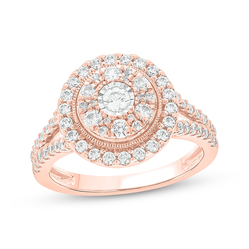 Main Image 1 of Now + Forever Round-Cut Diamond Double-Frame Engagement Ring 1 ct tw 14K Rose Gold