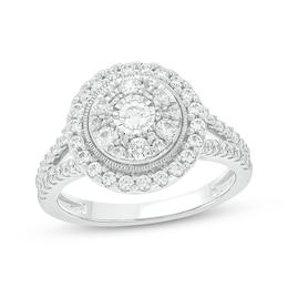Now + Forever Round-Cut Diamond Double-Frame Engagement Ring 1 ct tw 14K White Gold