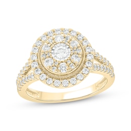 Now + Forever Round-Cut Diamond Double-Frame Engagement Ring 1 ct tw 14K Yellow Gold