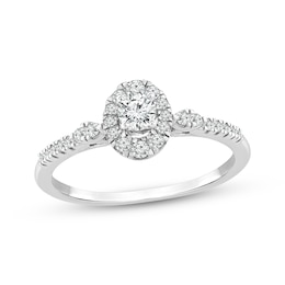 Now + Forever Round-Cut Diamond Oval Halo Engagement Ring 3/8 ct tw 10K White Gold