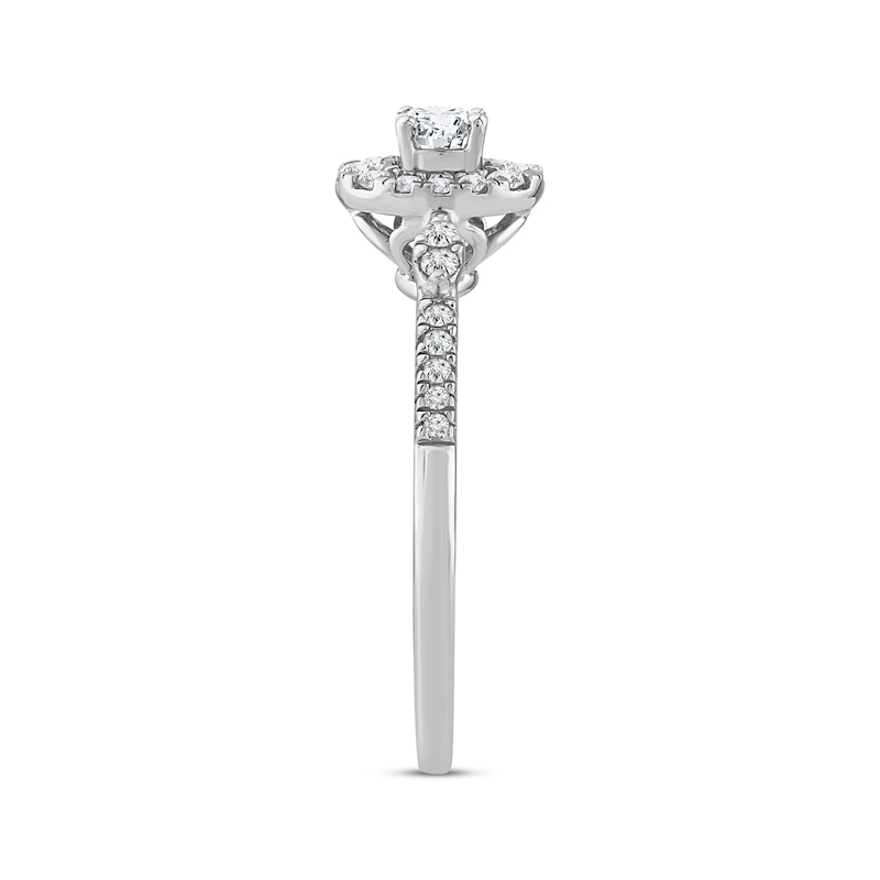 Main Image 2 of Now + Forever Round-Cut Diamond Oval Halo Engagement Ring 3/8 ct tw 10K White Gold