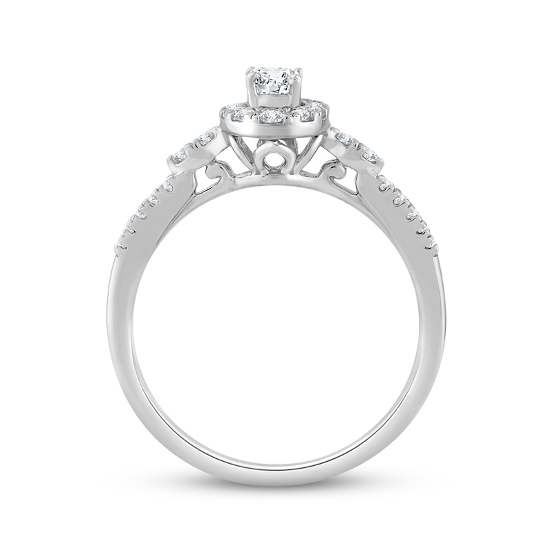 Main Image 3 of Now + Forever Round-Cut Diamond Oval Halo Engagement Ring 3/8 ct tw 10K White Gold
