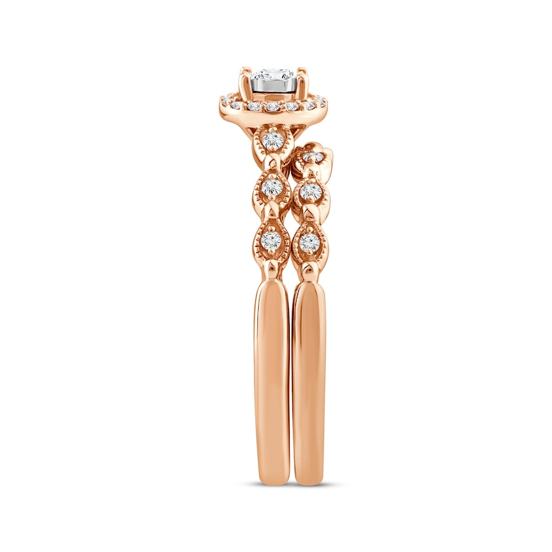 Main Image 2 of Now + Forever Round-Cut Diamond Vintage-Inspired Bridal Set 1/5 ct tw 10K Rose Gold