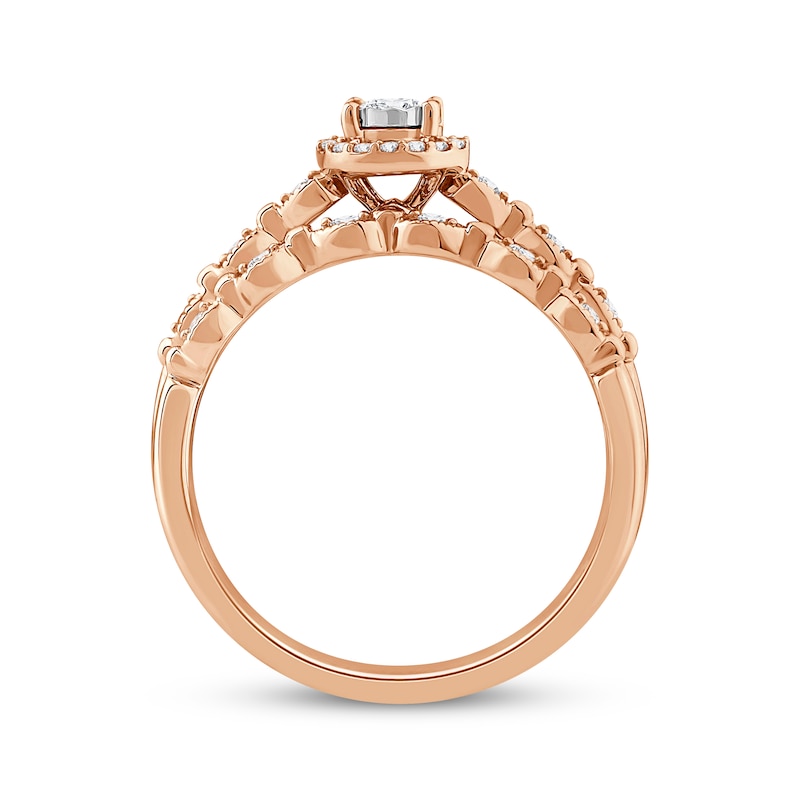Main Image 3 of Now + Forever Round-Cut Diamond Vintage-Inspired Bridal Set 1/5 ct tw 10K Rose Gold