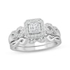 Thumbnail Image 1 of Now + Forever Princess & Round-Cut Diamond Bridal Set 5/8 ct tw 10K White Gold