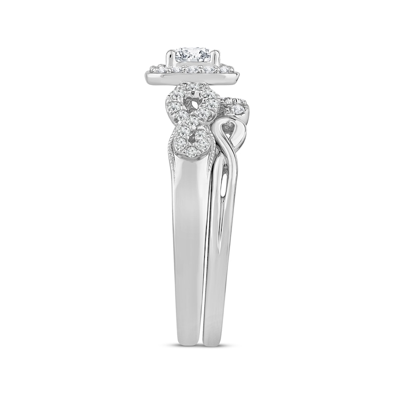 Main Image 2 of Now + Forever Princess & Round-Cut Diamond Bridal Set 5/8 ct tw 10K White Gold