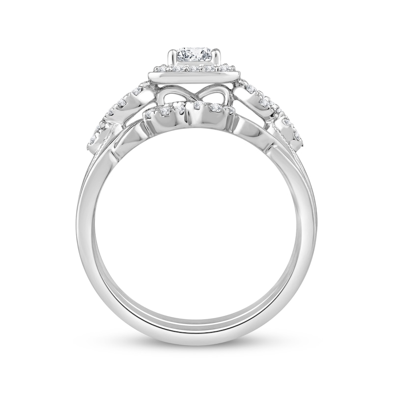 Main Image 3 of Now + Forever Princess & Round-Cut Diamond Bridal Set 5/8 ct tw 10K White Gold