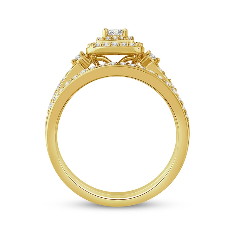 Main Image 3 of Now + Forever Princess & Round-Cut Diamond Bridal Set 5/8 ct tw 10K Yellow Gold