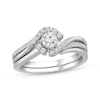 Thumbnail Image 1 of Now + Forever Round-Cut Diamond Bypass Bridal Set 1/2 ct tw 10K White Gold