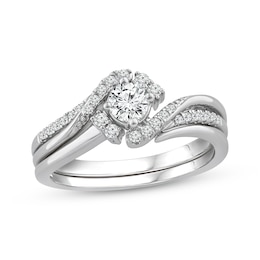 Now + Forever Round-Cut Diamond Bypass Bridal Set 1/2 ct tw 10K White Gold