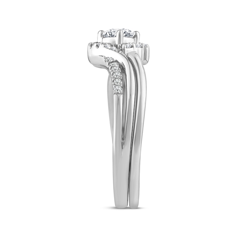 Main Image 2 of Now + Forever Round-Cut Diamond Bypass Bridal Set 1/2 ct tw 10K White Gold