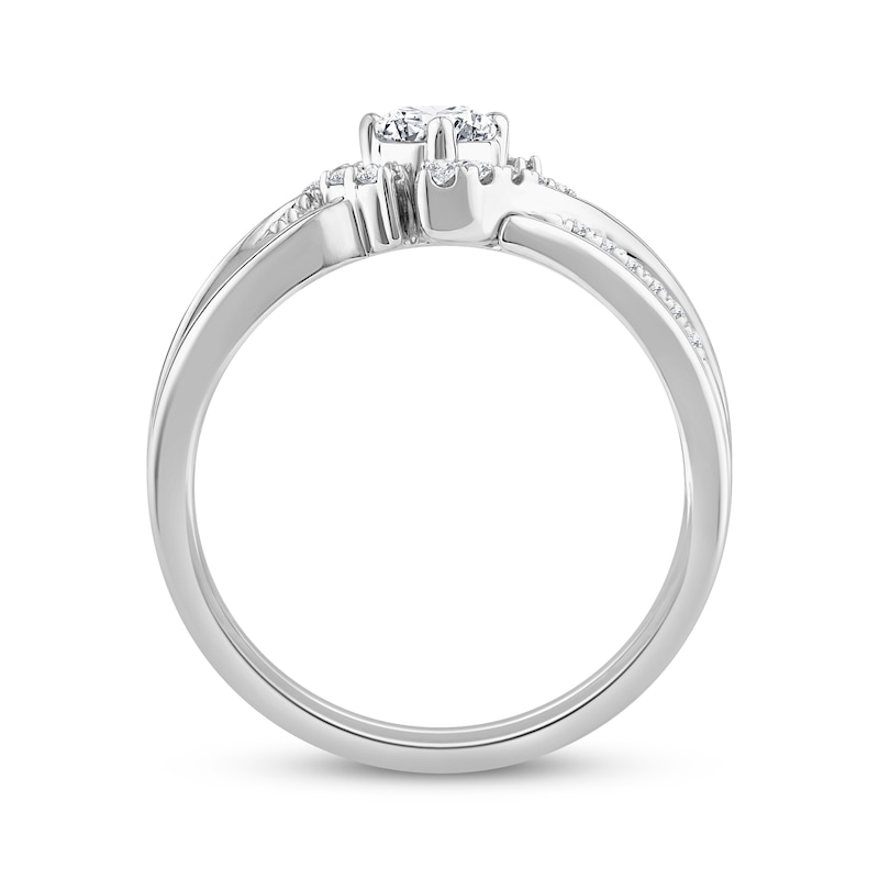 Main Image 3 of Now + Forever Round-Cut Diamond Bypass Bridal Set 1/2 ct tw 10K White Gold