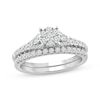 Thumbnail Image 1 of Now + Forever Baguette & Round-Cut Multi-Diamond Center Bridal Set 1/2 ct tw 10K White Gold