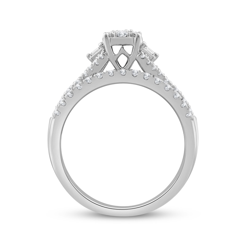 Main Image 3 of Now + Forever Baguette & Round-Cut Multi-Diamond Center Bridal Set 1/2 ct tw 10K White Gold