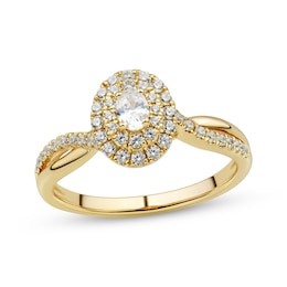 Now + Forever Oval & Round-Cut Diamond Engagement Ring 1/2 ct tw 14K Yellow Gold