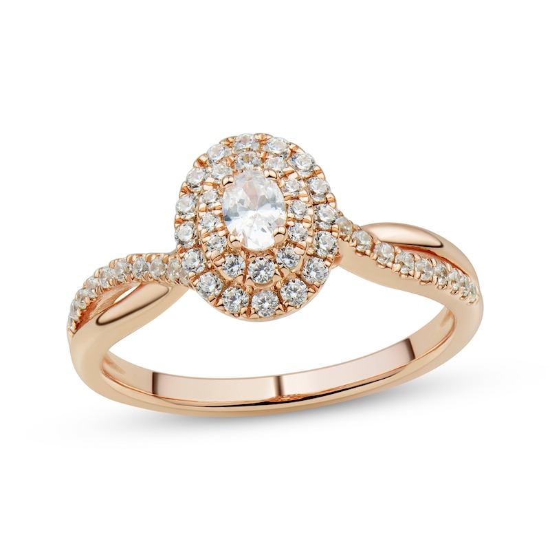 Main Image 1 of Now + Forever Oval & Round-Cut Diamond Engagement Ring 1/2 ct tw 14K Rose Gold