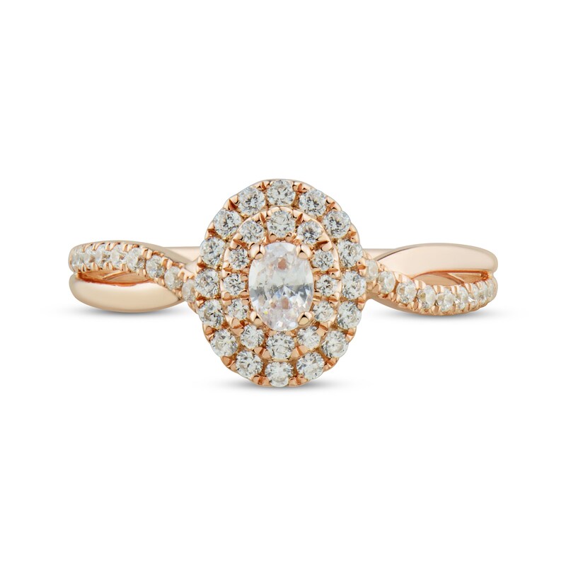 Main Image 3 of Now + Forever Oval & Round-Cut Diamond Engagement Ring 1/2 ct tw 14K Rose Gold
