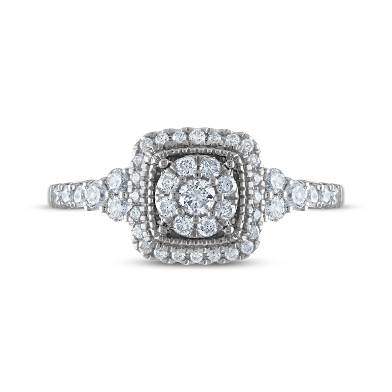 Main Image 3 of Now + Forever Round-Cut Diamond Cushion Frame Engagement Ring 1/2 ct tw 10K White Gold