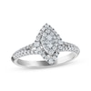 Thumbnail Image 1 of Now + Forever Princess & Round-Cut Multi-Diamond Center Marquise Frame Engagement Ring 3/8 ct tw 10K White Gold