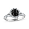 Thumbnail Image 1 of Now + Forever Round-Cut Black & White Diamond Split Shank Halo Engagement Ring 3/4 ct tw 14K White Gold