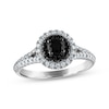 Thumbnail Image 0 of Round-Cut Black & White Diamond Split Shank Halo Engagement Ring 3/4 ct tw 14K White Gold