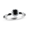 Round-Cut Black & White Diamond Halo Engagement Ring 3/4 ct tw 14K White Gold