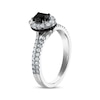 Oval-Cut Black Diamond & White Diamond Split Shank Halo Engagement Ring 1 ct tw 14K White Gold