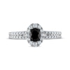 Thumbnail Image 3 of Now + Forever Oval-Cut Black Diamond & White Diamond Split Shank Halo Engagement Ring 1 ct tw 14K White Gold