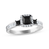 Thumbnail Image 1 of Now + Forever Princess-Cut Black Diamond & White Diamond Engagement Ring 1-1/4 ct tw 14K White Gold