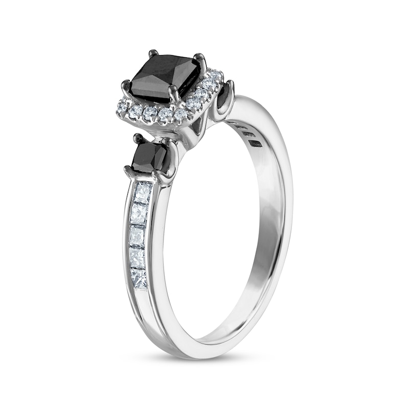 Main Image 2 of Now + Forever Princess-Cut Black Diamond & White Diamond Engagement Ring 1-1/4 ct tw 14K White Gold