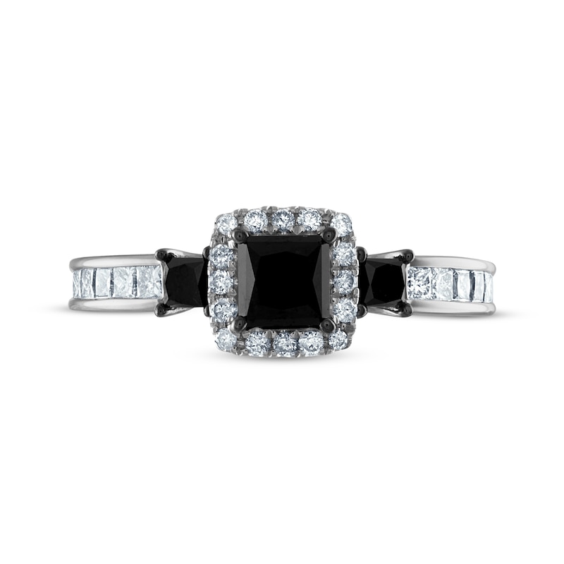 Main Image 3 of Now + Forever Princess-Cut Black Diamond & White Diamond Engagement Ring 1-1/4 ct tw 14K White Gold