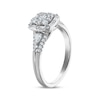 Round & Baguette-Cut Diamond Cushion Frame Engagement Ring 1/2 ct tw 10K White Gold