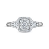 Round & Baguette-Cut Diamond Cushion Frame Engagement Ring 1/2 ct tw 10K White Gold