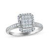 Princess & Round-Cut Multi-Diamond Center Elongated Cushion Frame Engagement Ring 1/2 ct tw 10K White Gold