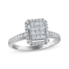 Thumbnail Image 1 of Now + Forever Princess & Round-Cut Multi-Diamond Center Elongated Cushion Frame Engagement Ring 1/2 ct tw 10K White Gold