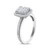 Thumbnail Image 1 of Princess & Round-Cut Multi-Diamond Center Elongated Cushion Frame Engagement Ring 1/2 ct tw 10K White Gold