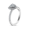 Thumbnail Image 1 of Baguette & Round-Cut Multi-Diamond Center Heart Frame Engagement Ring 3/8 ct tw 10K White Gold