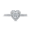 Baguette & Round-Cut Multi-Diamond Center Heart Frame Engagement Ring 3/8 ct tw 10K White Gold