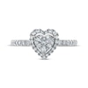 Thumbnail Image 2 of Baguette & Round-Cut Multi-Diamond Center Heart Frame Engagement Ring 3/8 ct tw 10K White Gold