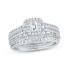 Thumbnail Image 1 of Now + Forever Emerald-Cut Diamond Double Frame Bridal Set 7/8 ct tw 14K White Gold